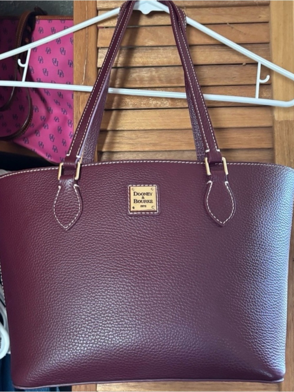 Dooney & Bourke Lucca Leather Small Jessie Tote in a rich Bordeaux.